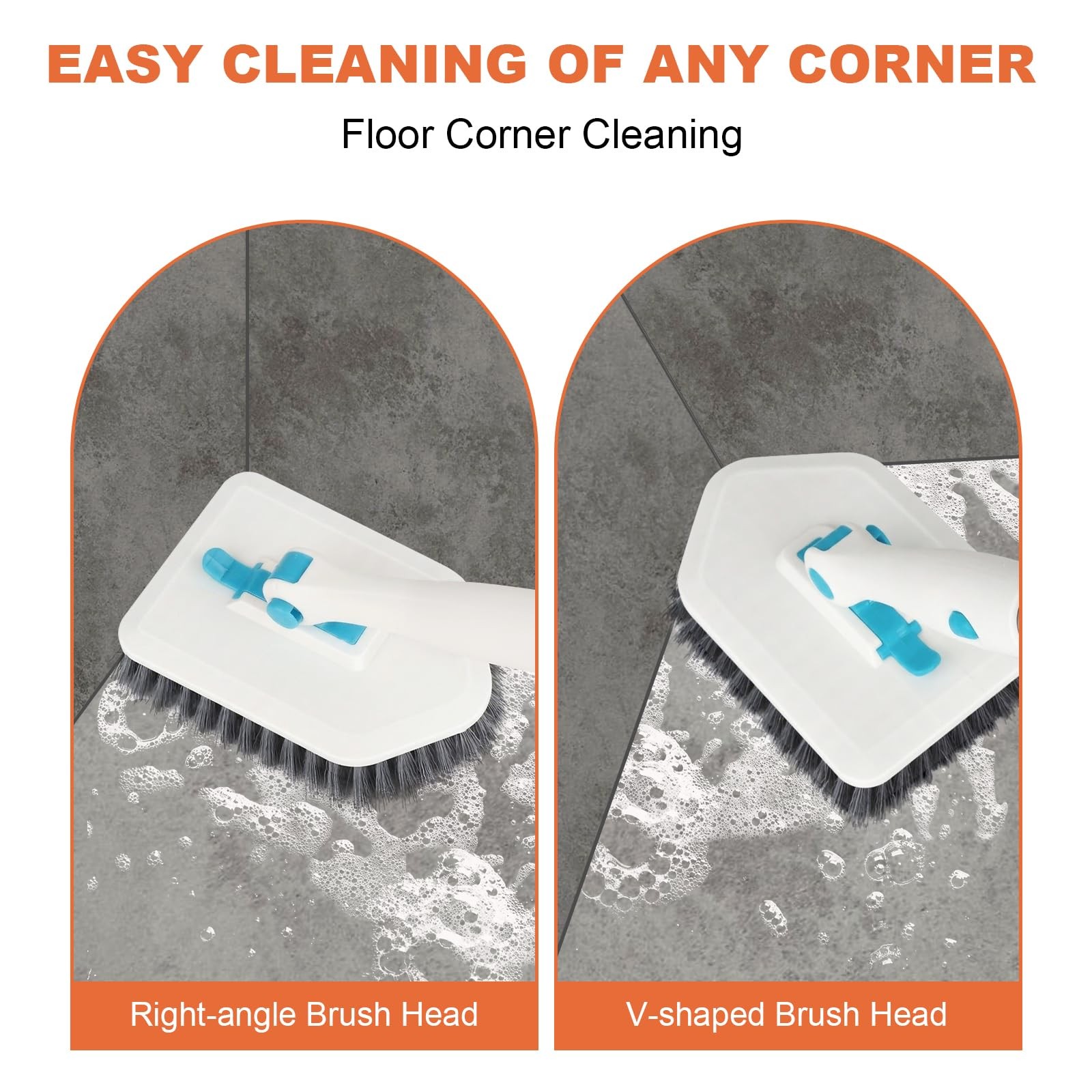 Long Handled Scrub Brush for Shower,3-in-1 Cleaning Brushes with 3 Different …