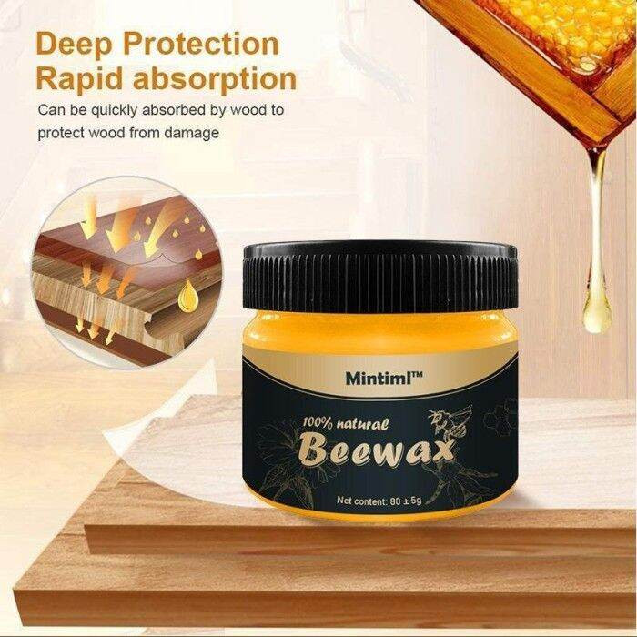 Beeswax Polish Conditioner for Wood Furniture Restorer Wood Wax with Sponges