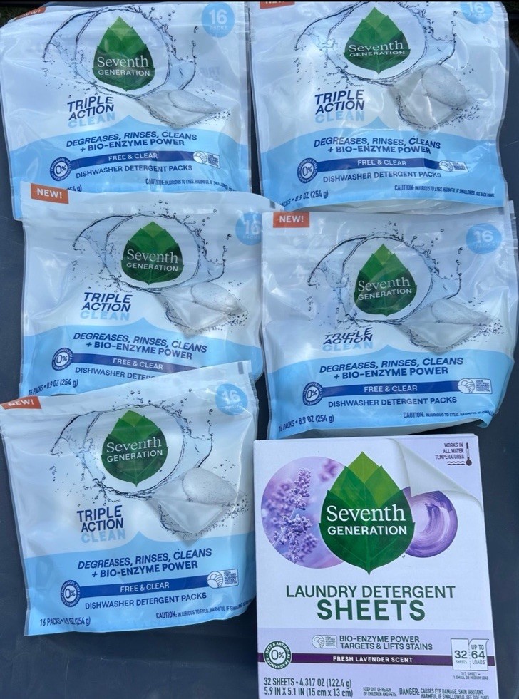 Seventh Generation Dishwasher Detergent Packs & laundry detergent sheets