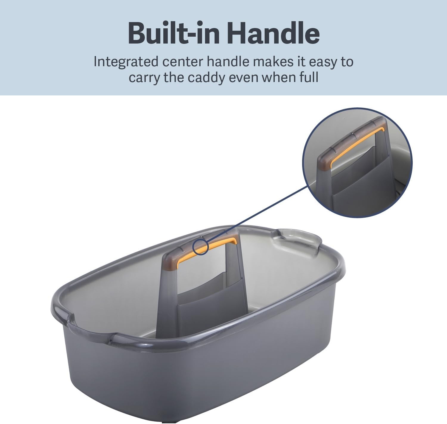 Cleaning Storage Caddy Organizer Plastic Handle Gray Multi-Purpose 1.85-Gallon