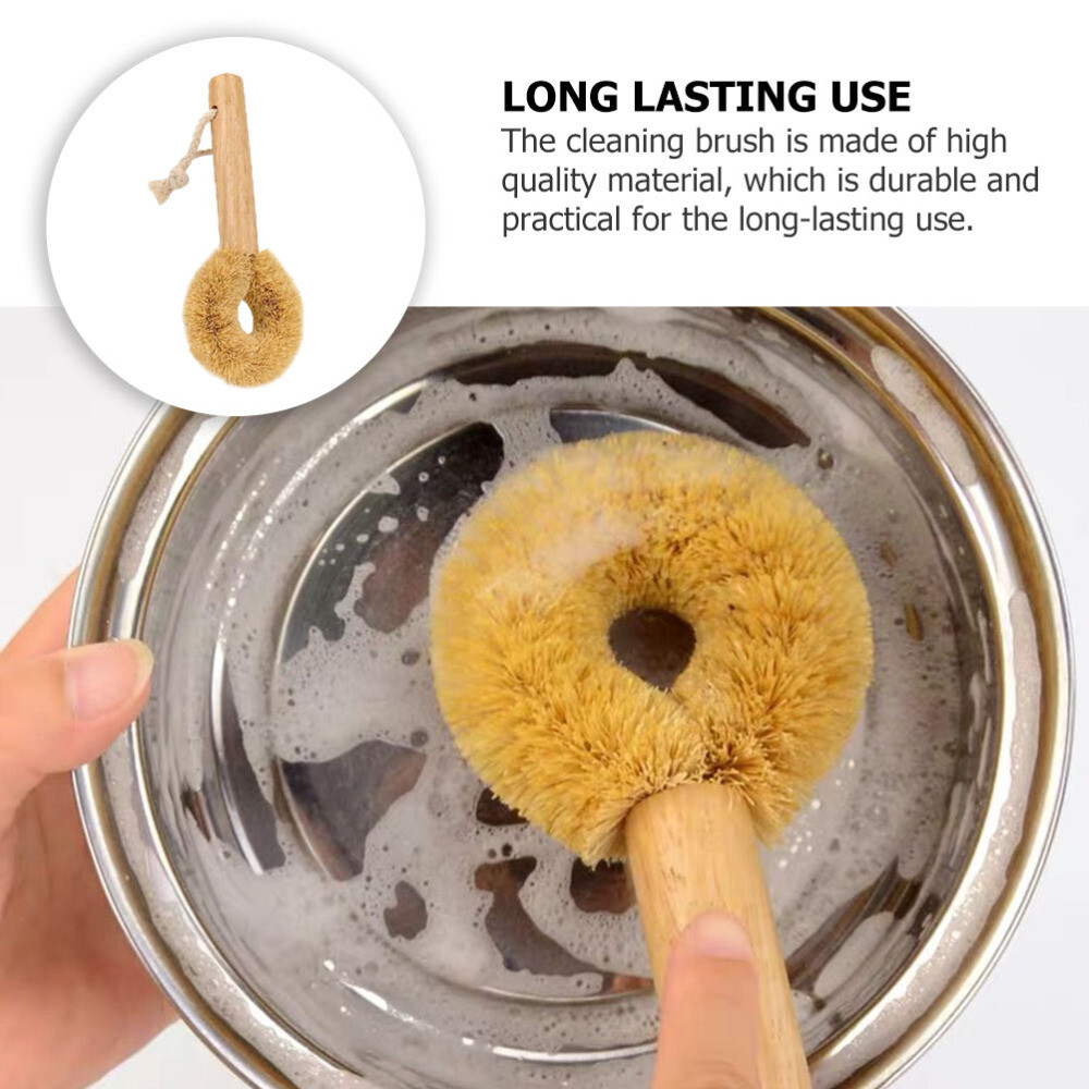 1PC Pan Brushes with Wood Handle Natural Pot Brushes Practical Wooden Dish Brush