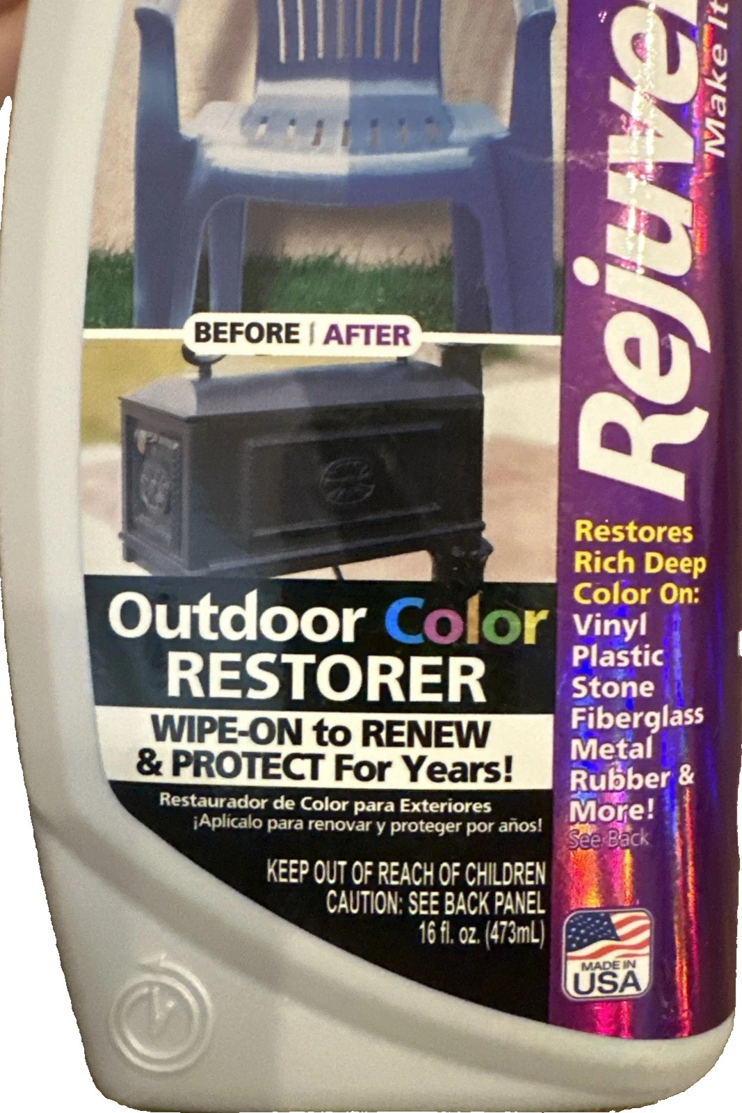 Rejuvenate Outdoor Color Restorer 16 oz Patio Furniture Cleaner Wipe On NEW