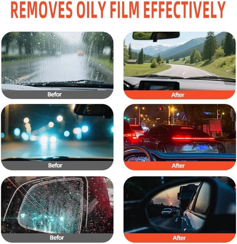 2PCS Car Glass Oil Film Remover Windshield Cleaner Cream Glass Polish 100ml