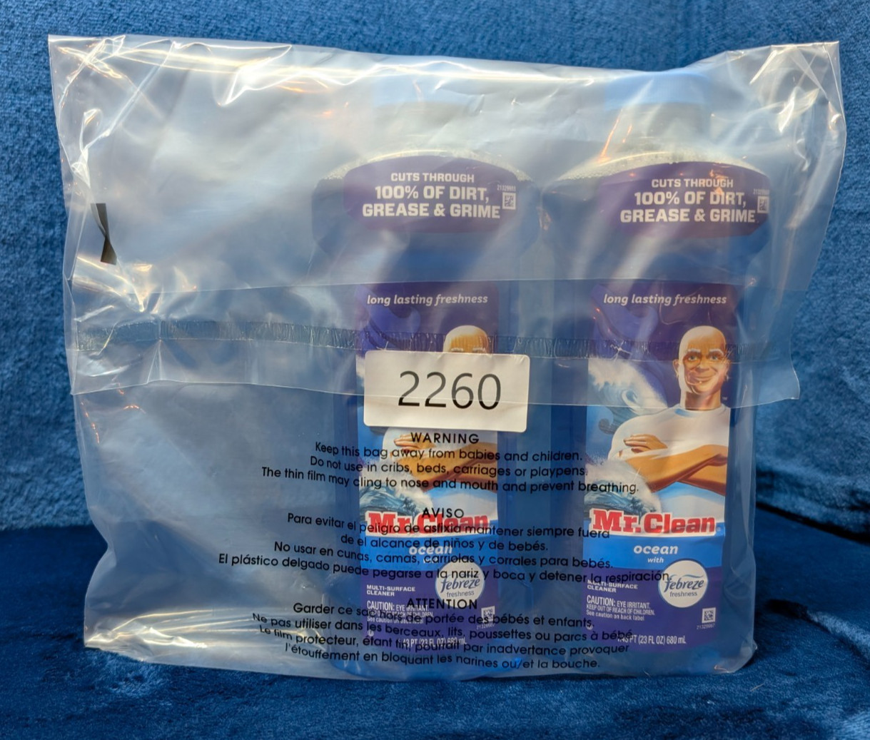 2 – 23oz Mr. Clean Multi Surface Cleaner Febreze Ocean Household Scent