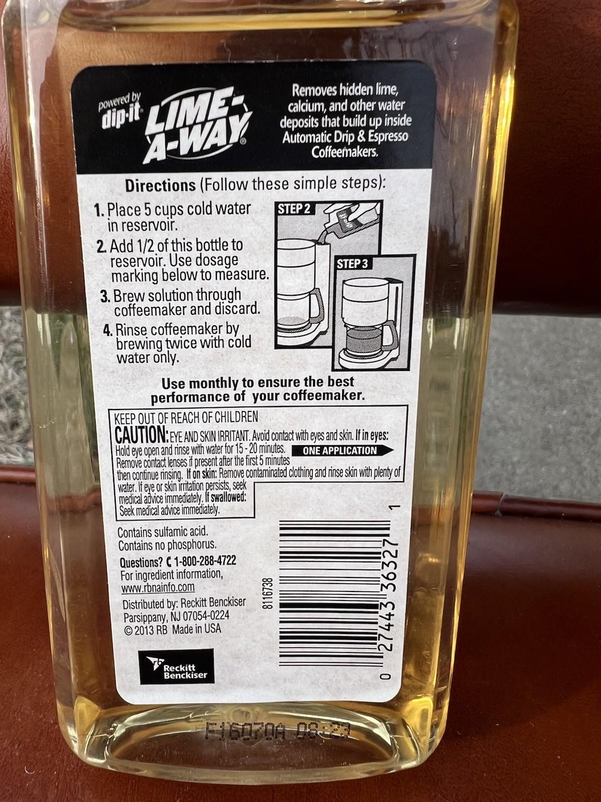 DIP-IT Lime-A-Way Coffeemaker Descaler & Cleaner 7 oz Liquid Bottle SEALED NEW