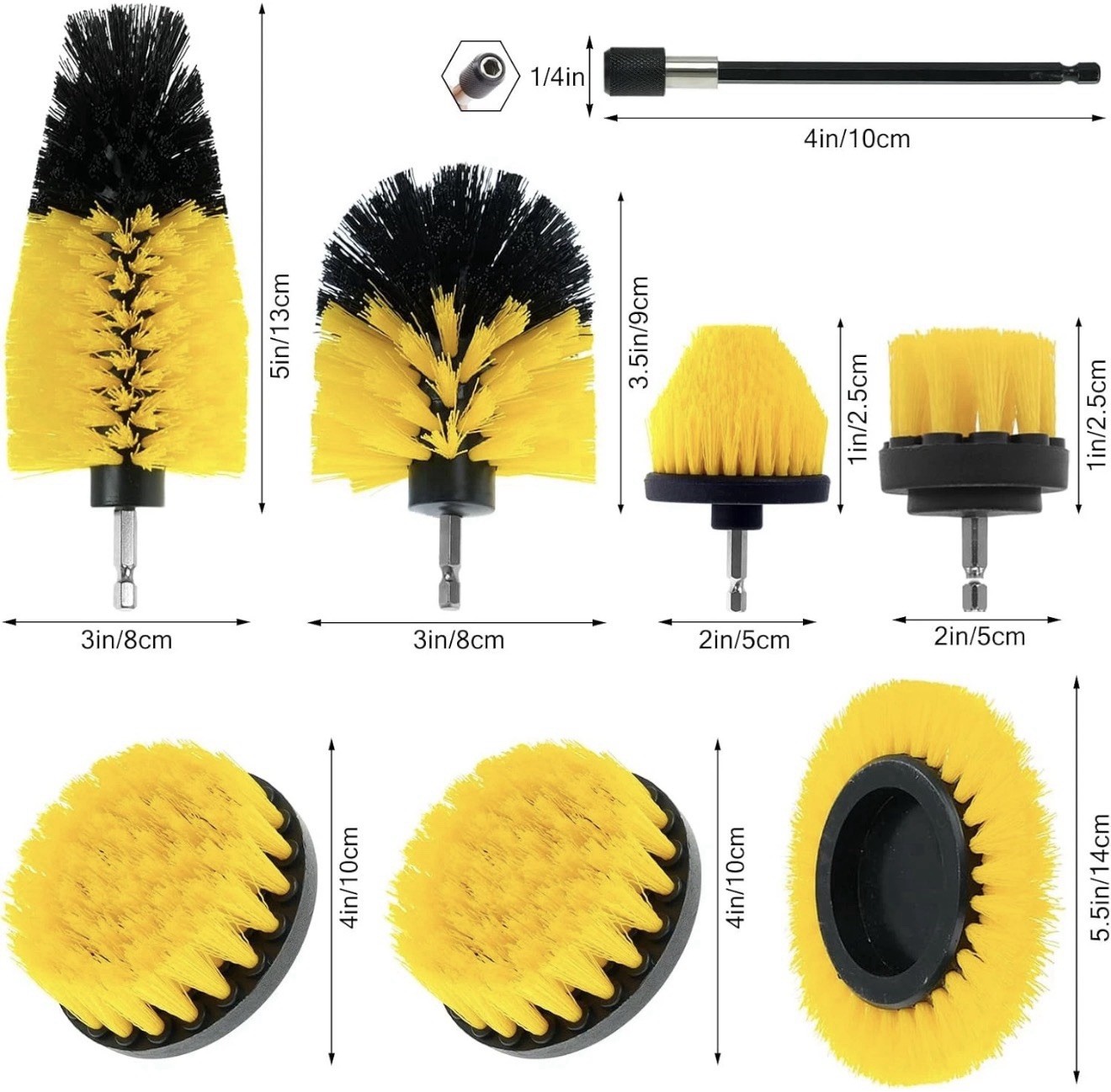 8 Pcs Drill Brush Attachment Set, Power Cleaning Scrub Brush Kit with Extend Lon