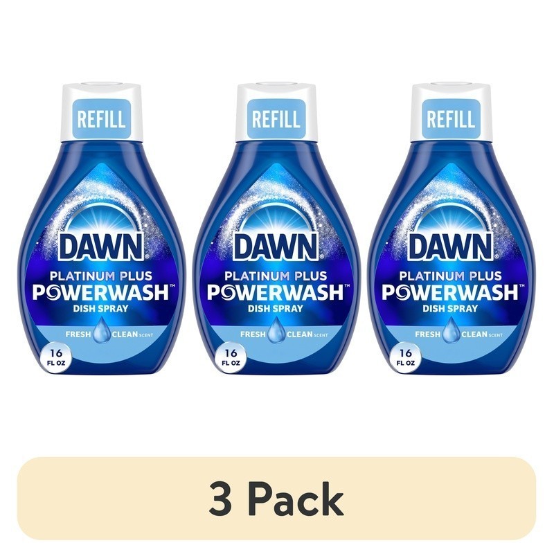 3 Pack Dish Soap Refill Fresh Scent Spray Cleaner 5X Grease Cutting Power New