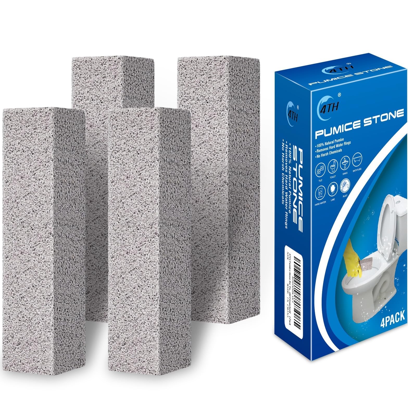 4TH Pumice Stone for Toilet Bowl Cleaning,Remove Away Limescale Stain,Hard Wa…
