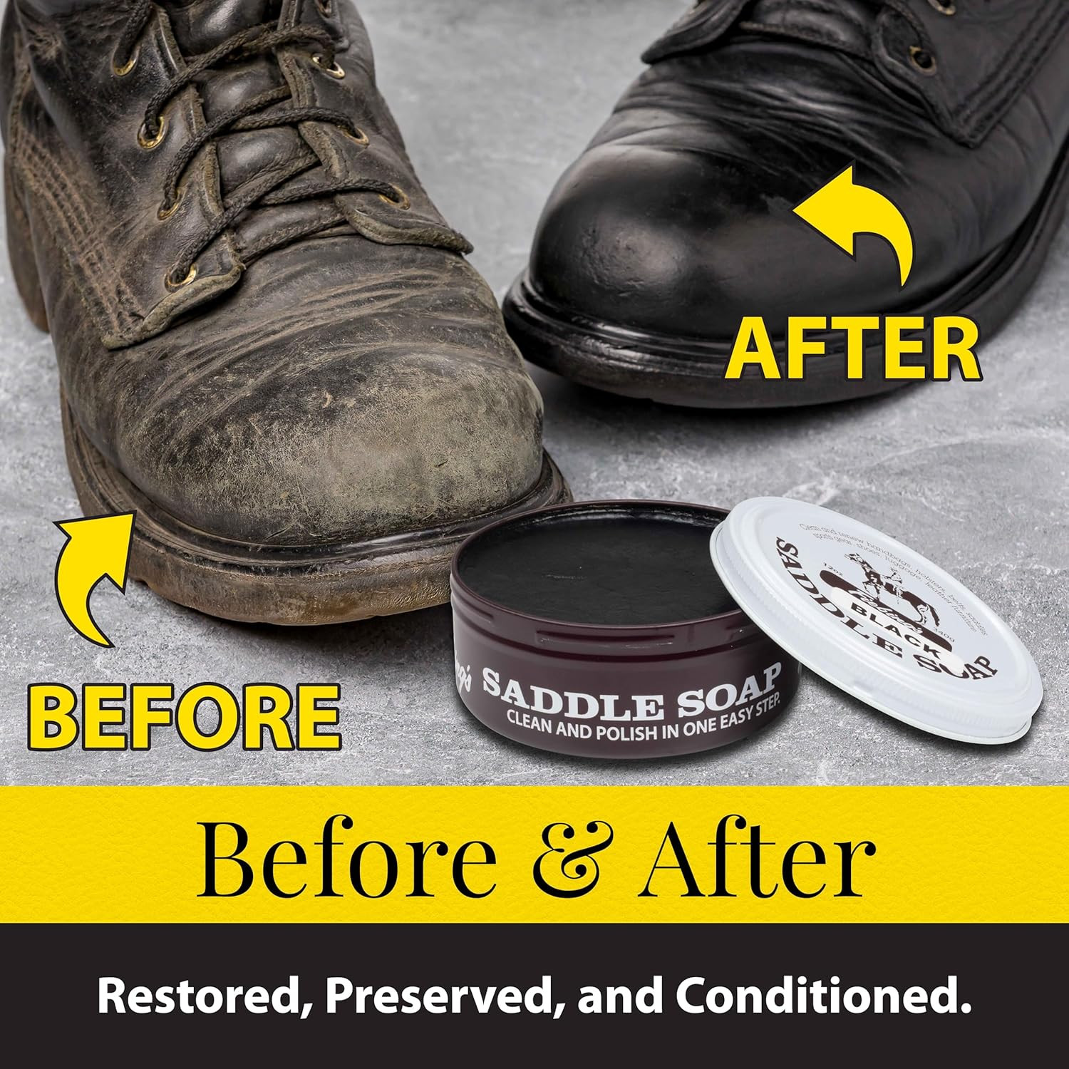 Black Saddle Soap (12Oz) – Leather Cleaner & Conditioner – Soften, Protect, Rest