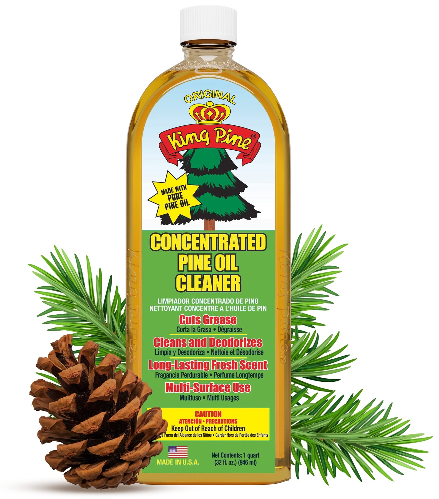 Concentrated Pine Oil Multi-Surface Cleaner Industrial Strength, Gold, 32 fl oz