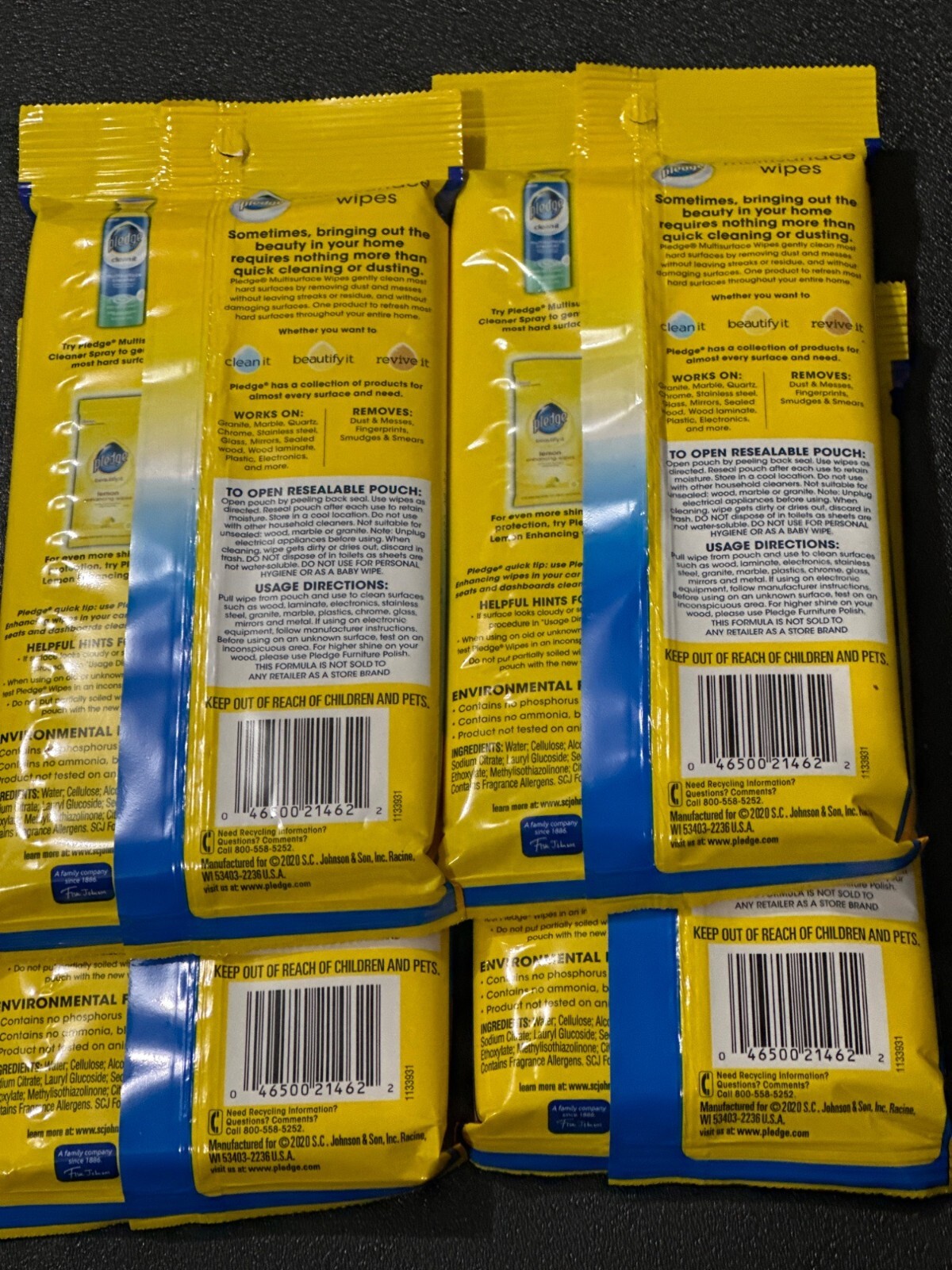 Pledge Clean It Multisurface Wipes Citrus Scent 4-Pack, 25 wipes per