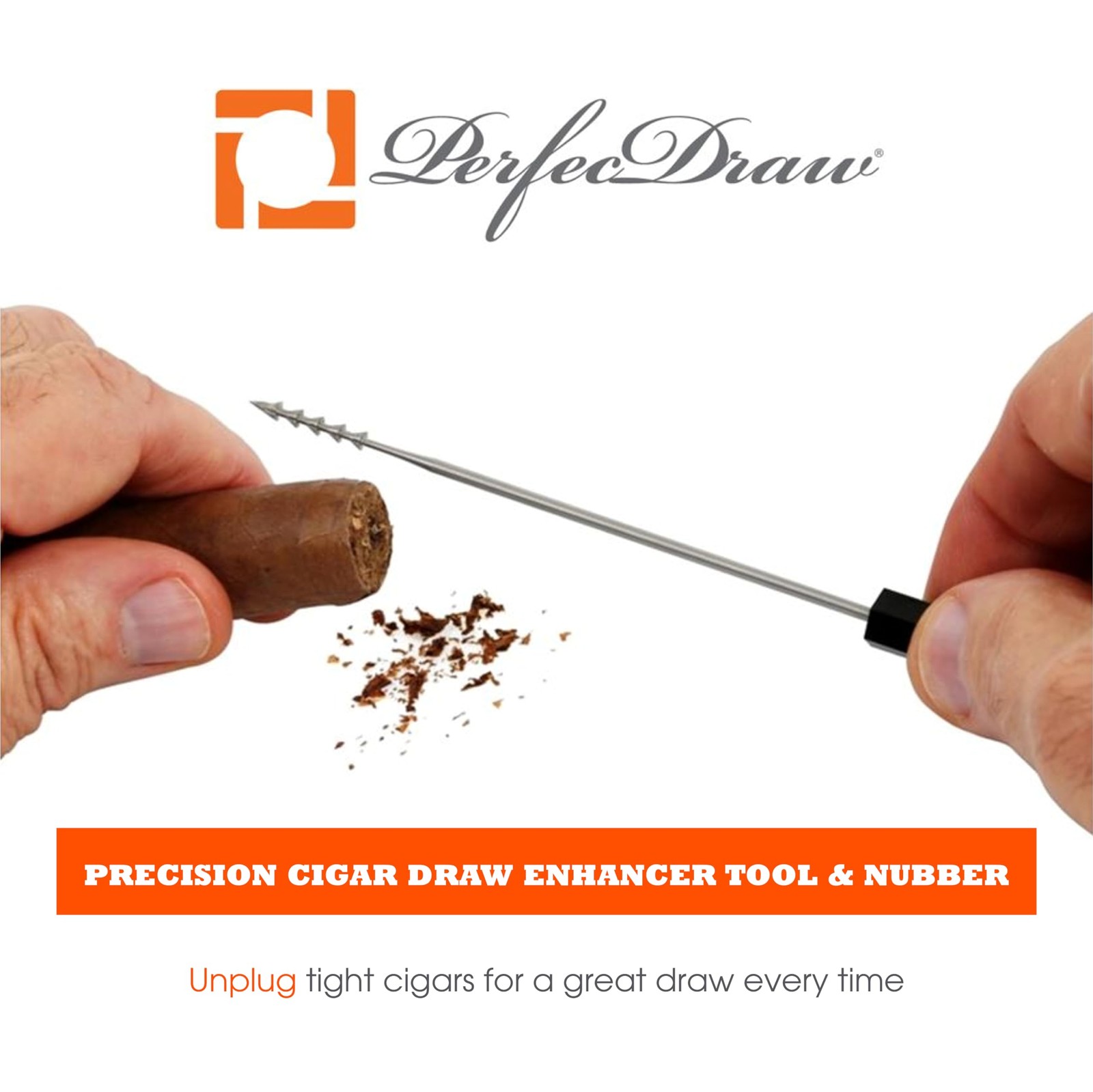 PerfecDraw Patented Cigar Draw Enhancer Tool and Nubber, 5 inches