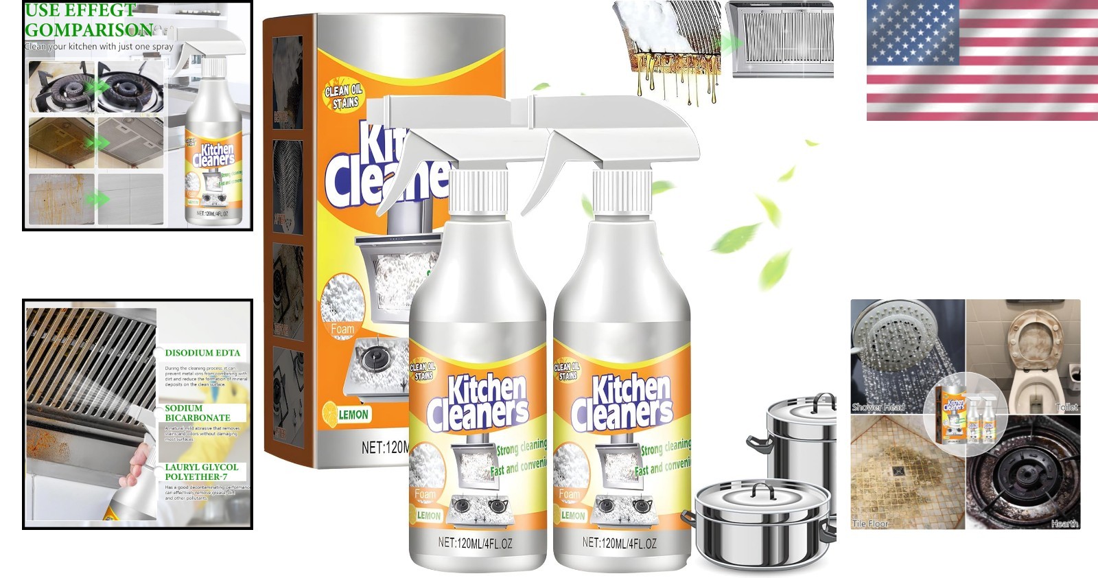 Powerful Kitchen Foam Cleaner for Stubborn Stains – 2pcs Unscented Solution