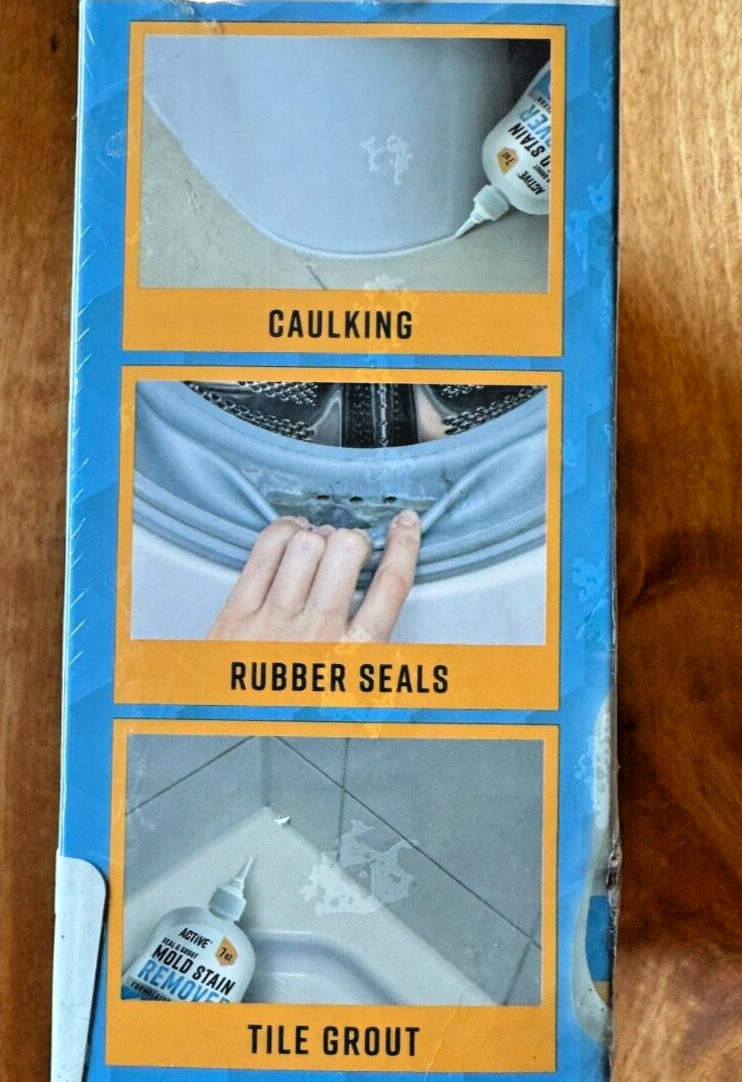 Active MOLD STAIN REMOVER Seal & Grout Calk-Rubber Seals -Deep Clean 7oz SEALED