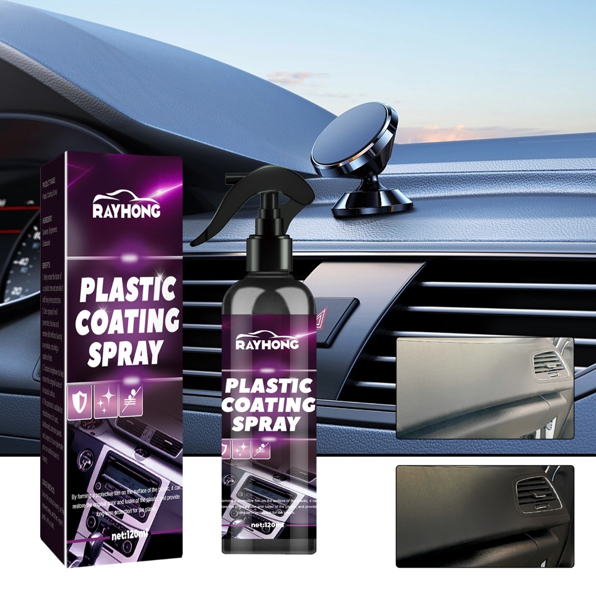 Car Interior Plastic Cleaner & Restorer Spray for Dashboard Seats Trim