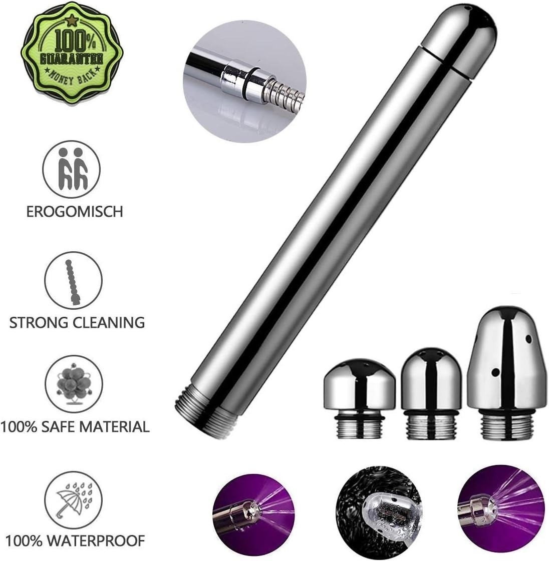 Nozzle Shower 3 Heads Aluminum Cleaner Cleansing Colonic Douche System Cleane…
