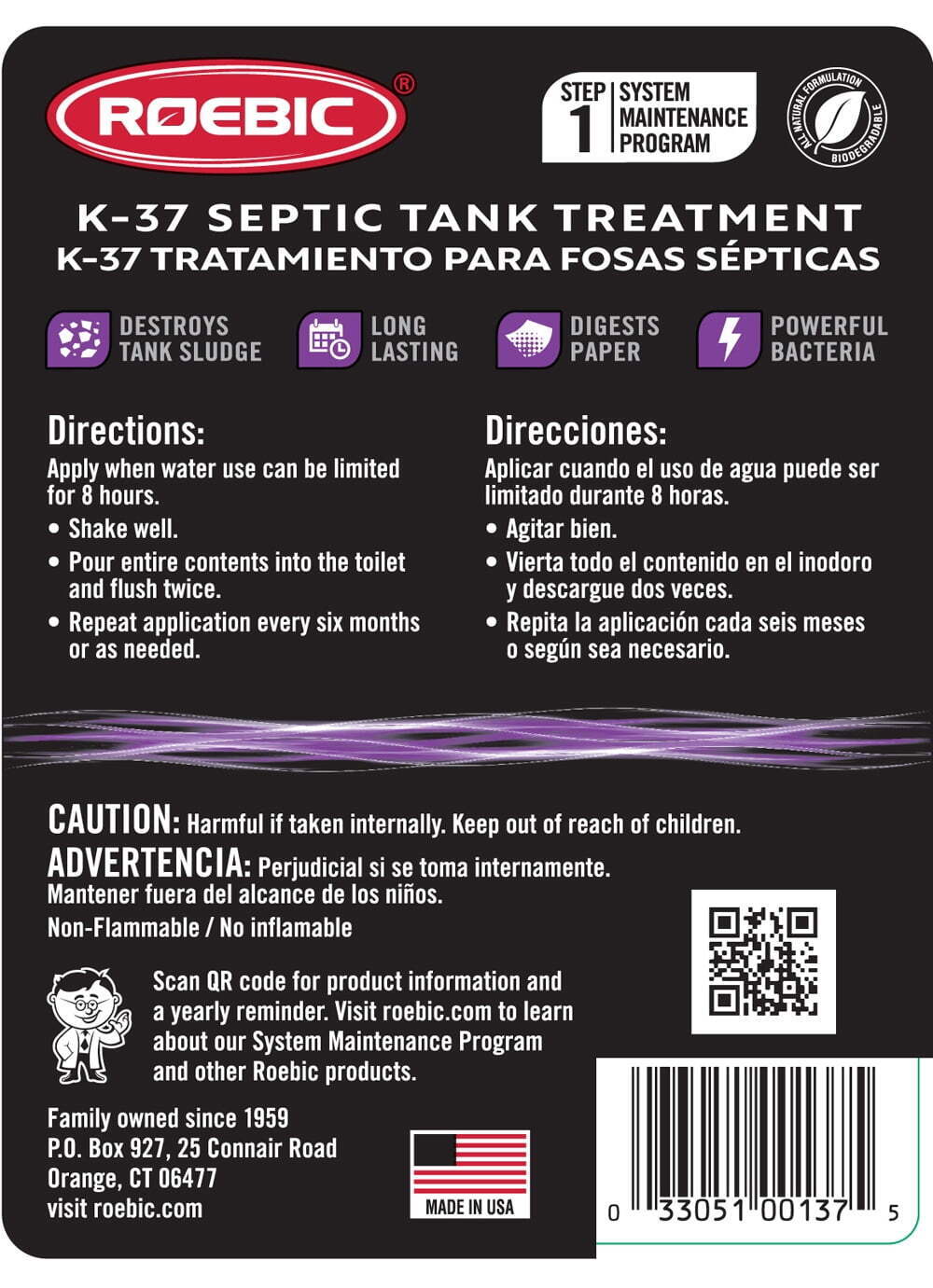 K-37-Q Septic Tank Treatment Prevents Safe for Toilets, 32 Oz