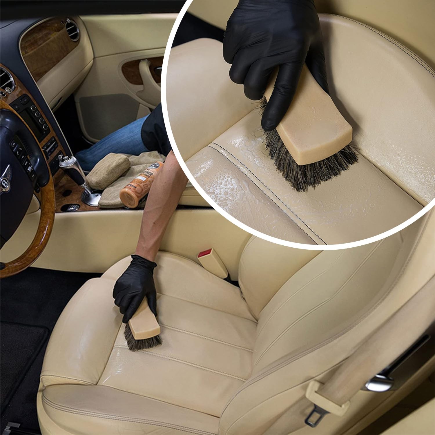 1 Pc Car Interior Cleaning Brush Car Wash Tools Long Bristle Horse Hair Leather