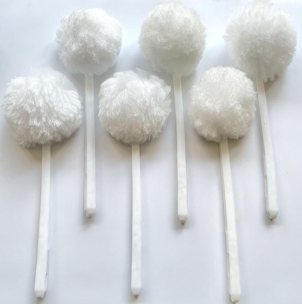 Bowl Brush Cleaning Brush Set Soft Polyester Head 15×5 inches White (6PacK)