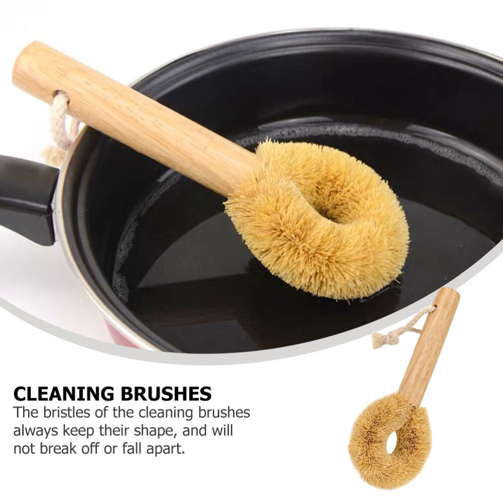 1PC Pan Brushes with Wood Handle Natural Pot Brushes Practical Wooden Dish Brush