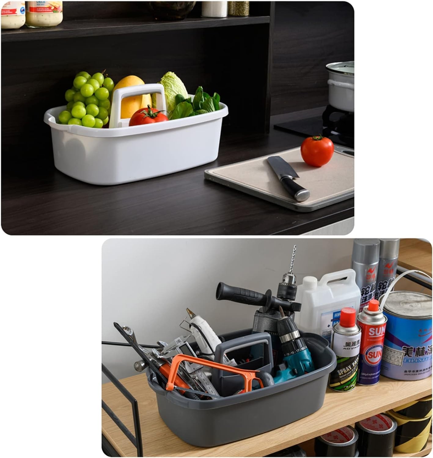 Dark Gray Lightweight Cleaning Caddy – Spacious Organizer for Kitchen & Bath