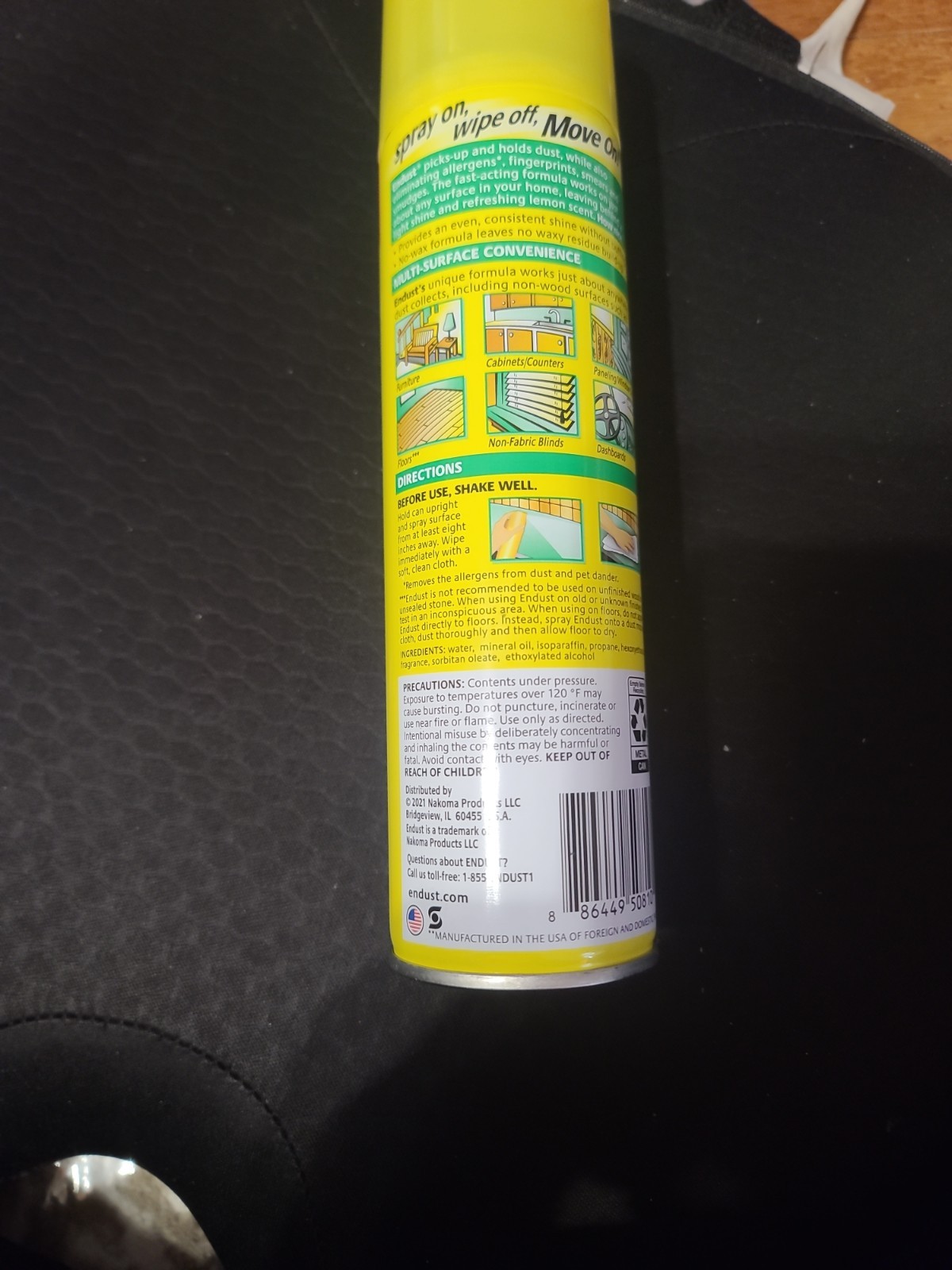 Endust® Multi-Surface Dusting and Cleaning Spray, Lemon Zest, Aerosol, 12.5 oz.