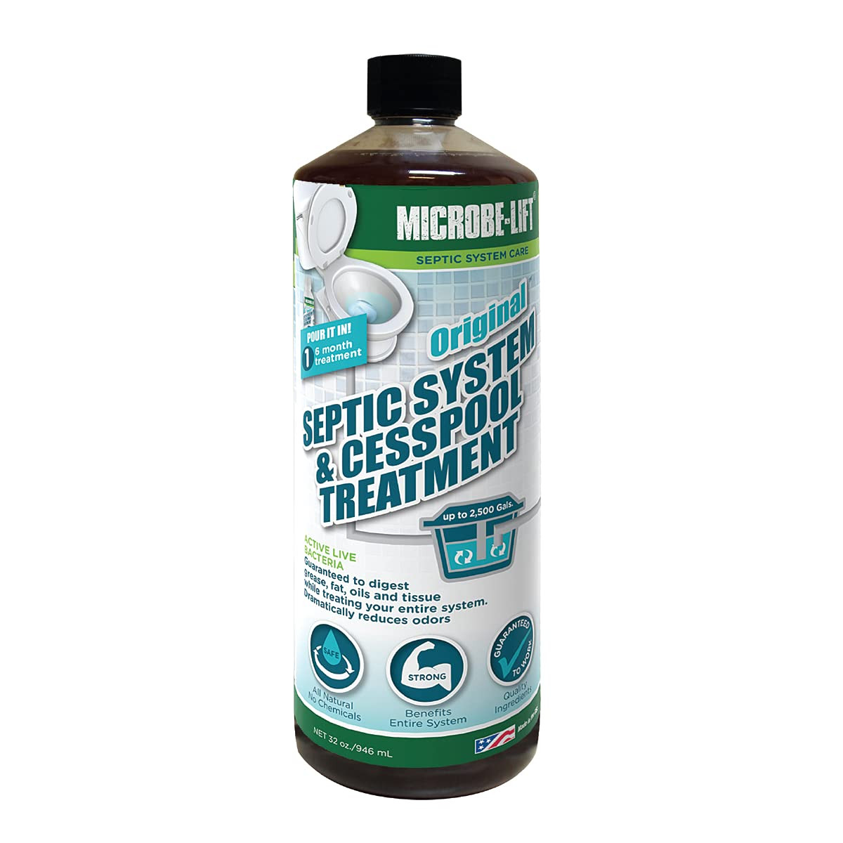 MICROBE-LIFT Septic Tank and Cesspool Treatment Enzymes – 6 Month Supply – Bacte