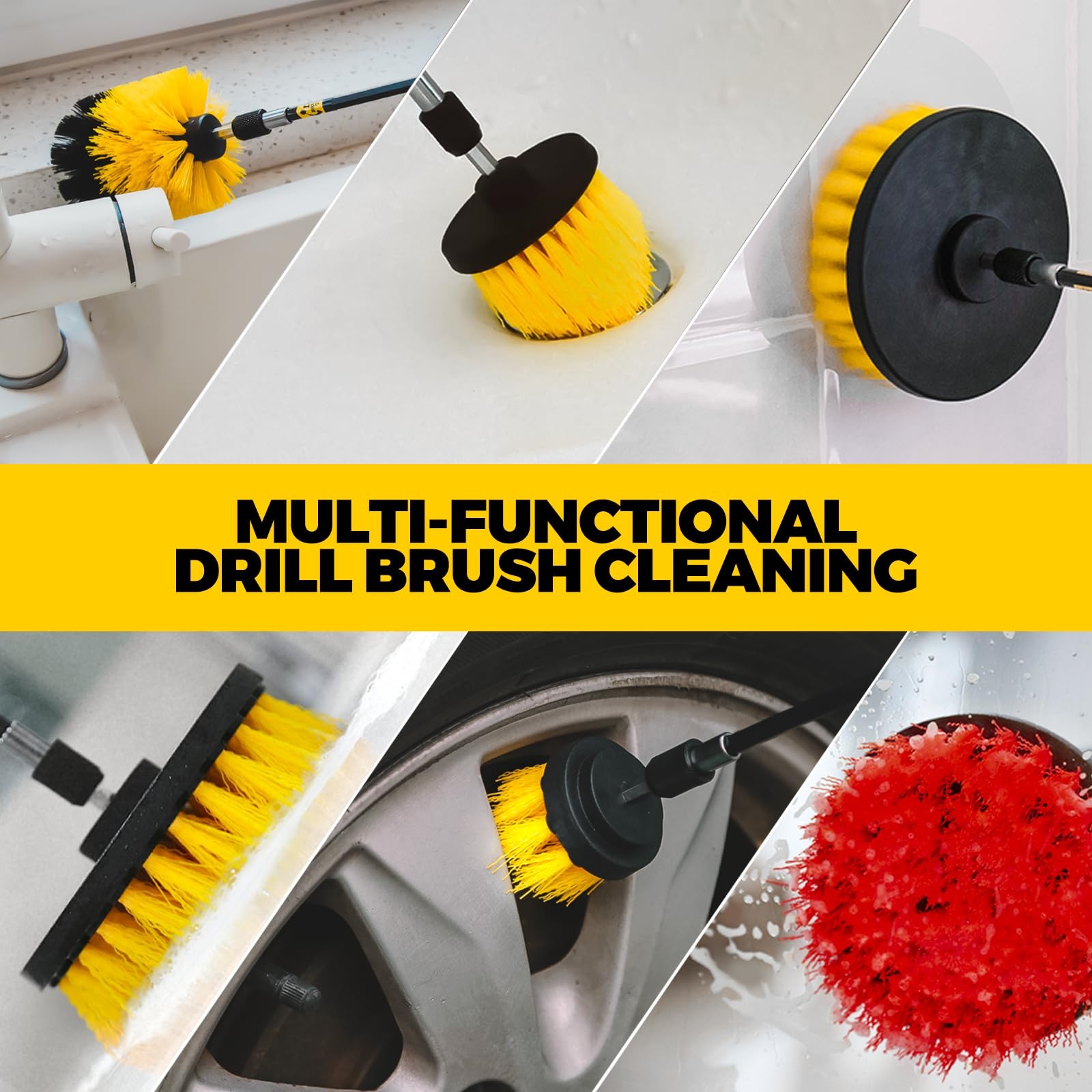 Holikme 22Pack Drill Brush Attachments Set,Scrub Pads & 22pack, Yellow