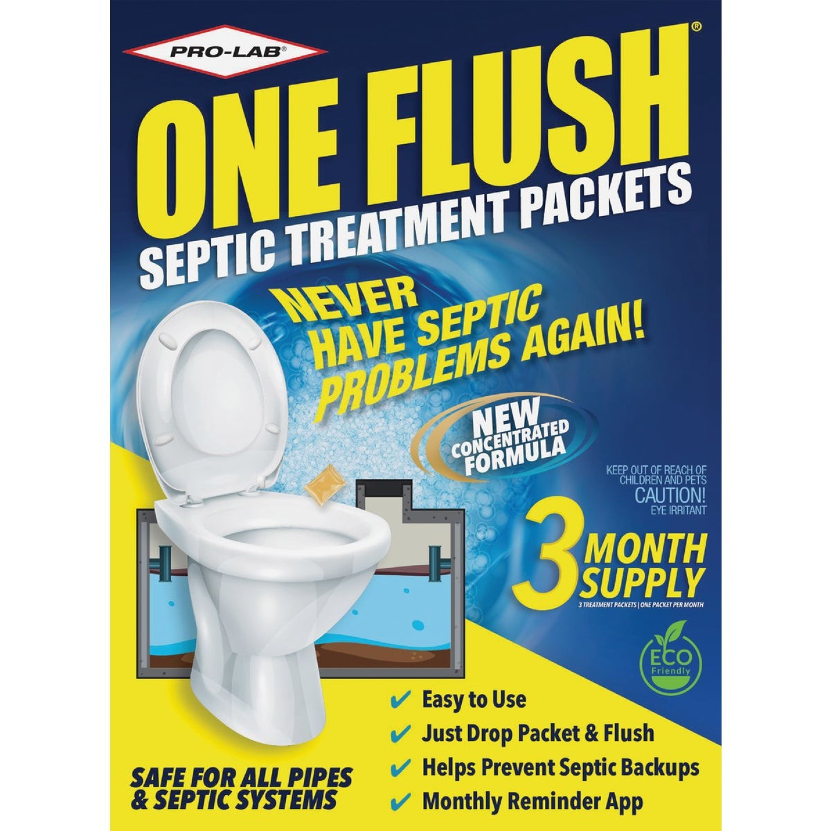 Pro Lab One Flush 1/4 Oz. Septic Tank Treatment (3-Pack) ON102 1/4 Oz./Packet