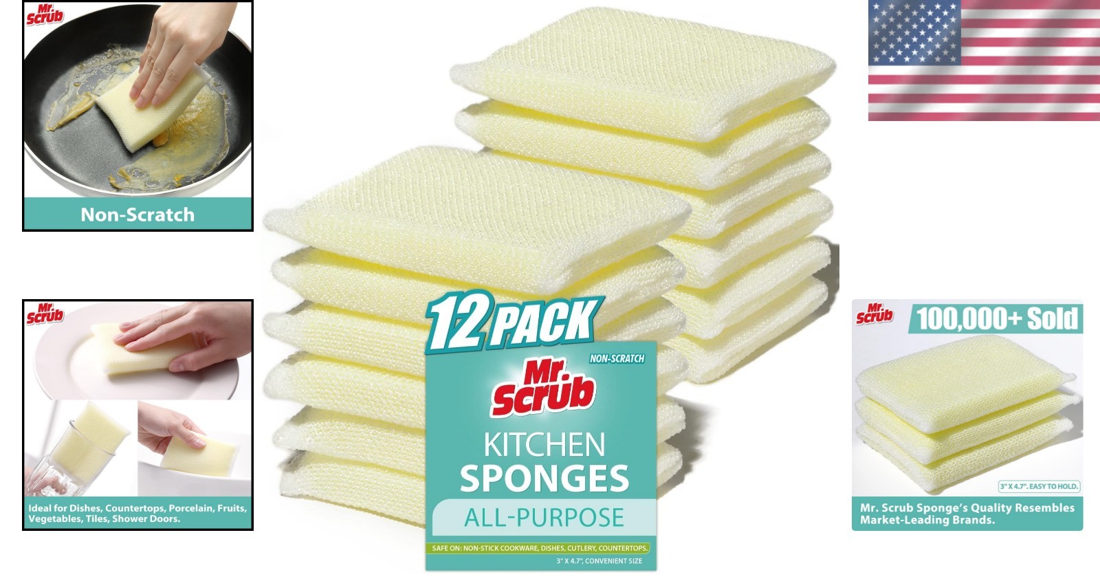 12 Non-Scratch Foam Sponges for Kitchen and Bathroom – Cleaning Solution