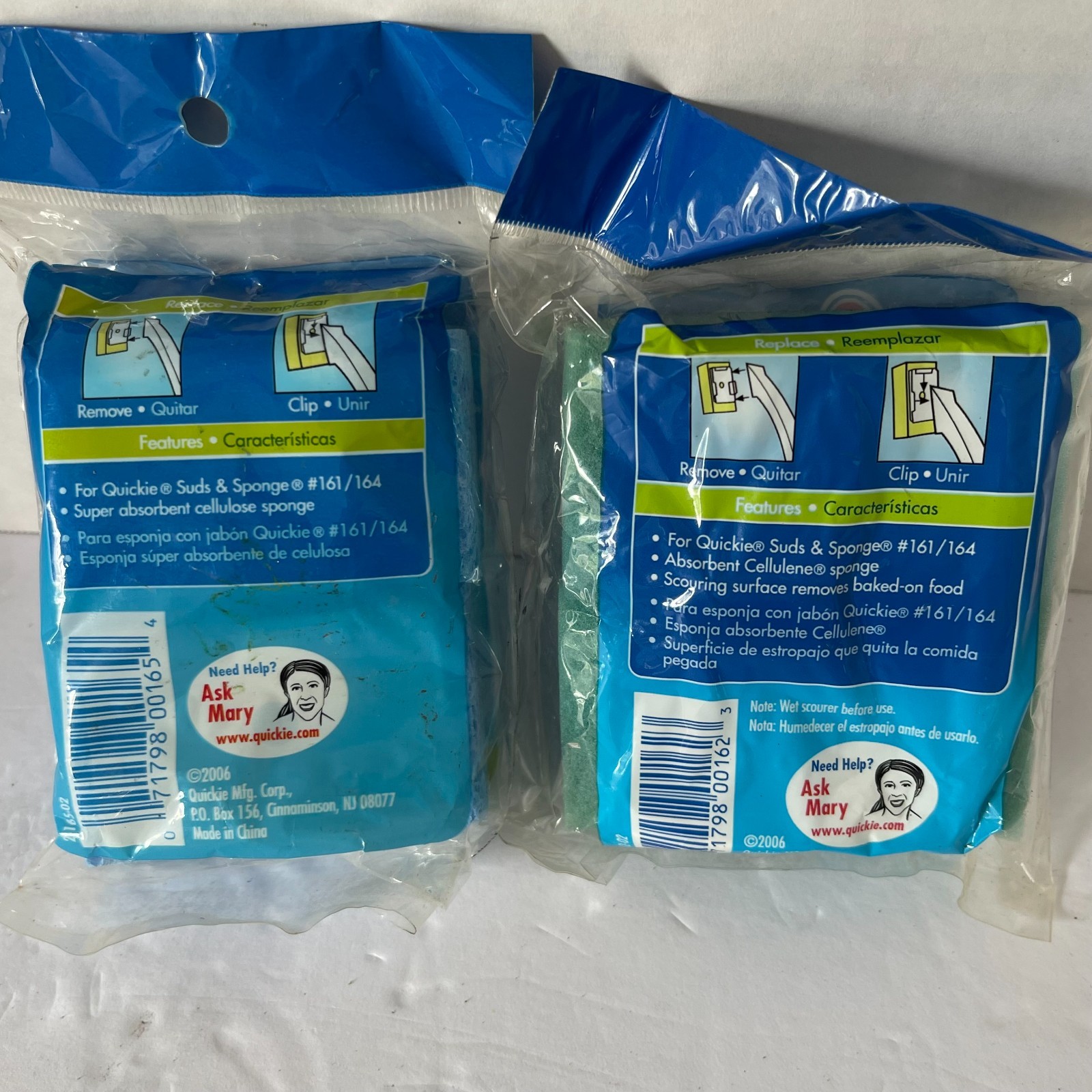 VTG 2 Packs of Quickie Original Suds & Sponge Refills Each Pack Has 2 #161/164