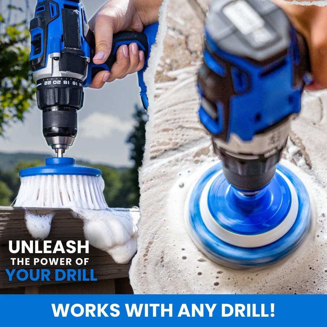 Bathroom Cleaning Scrub Pads + Drill Powered Scrub Brush Drill Accessory Combo K