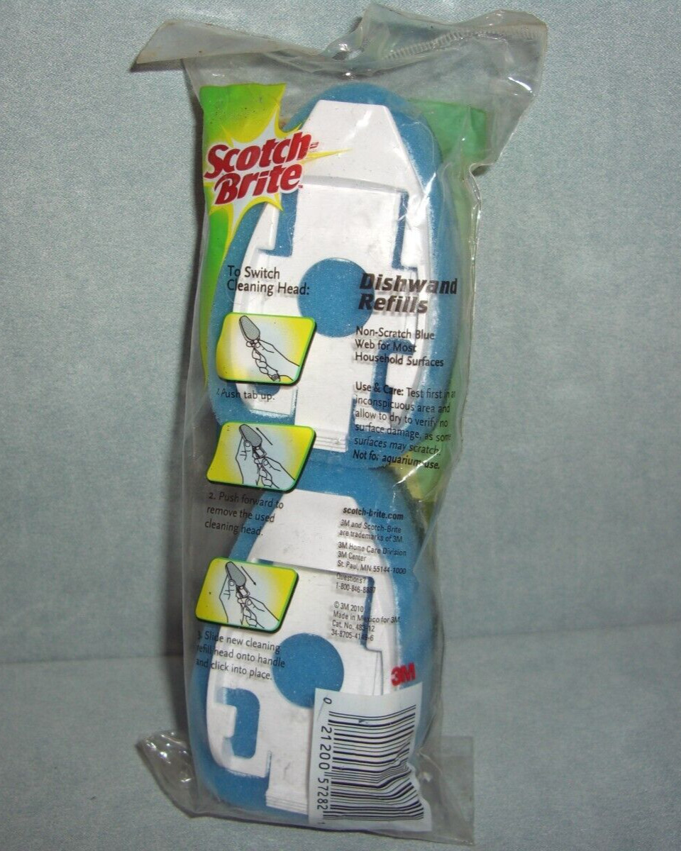 2 Pack Scotch-Brite Dishwand Refill ~ 2 Ct Non-Scratch Scrubbers NEW