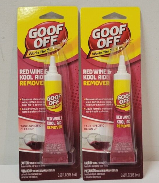 2x Goof Off Red Wine & Kool Aid Stain Remover .62 oz Coffee Juice & Sport Drinks