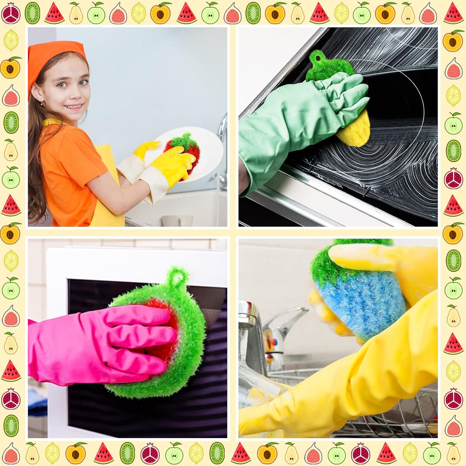 10 Pieces Fruit Dish Scrubber Non Scratch Cleaning Sponge Double Layered Dish