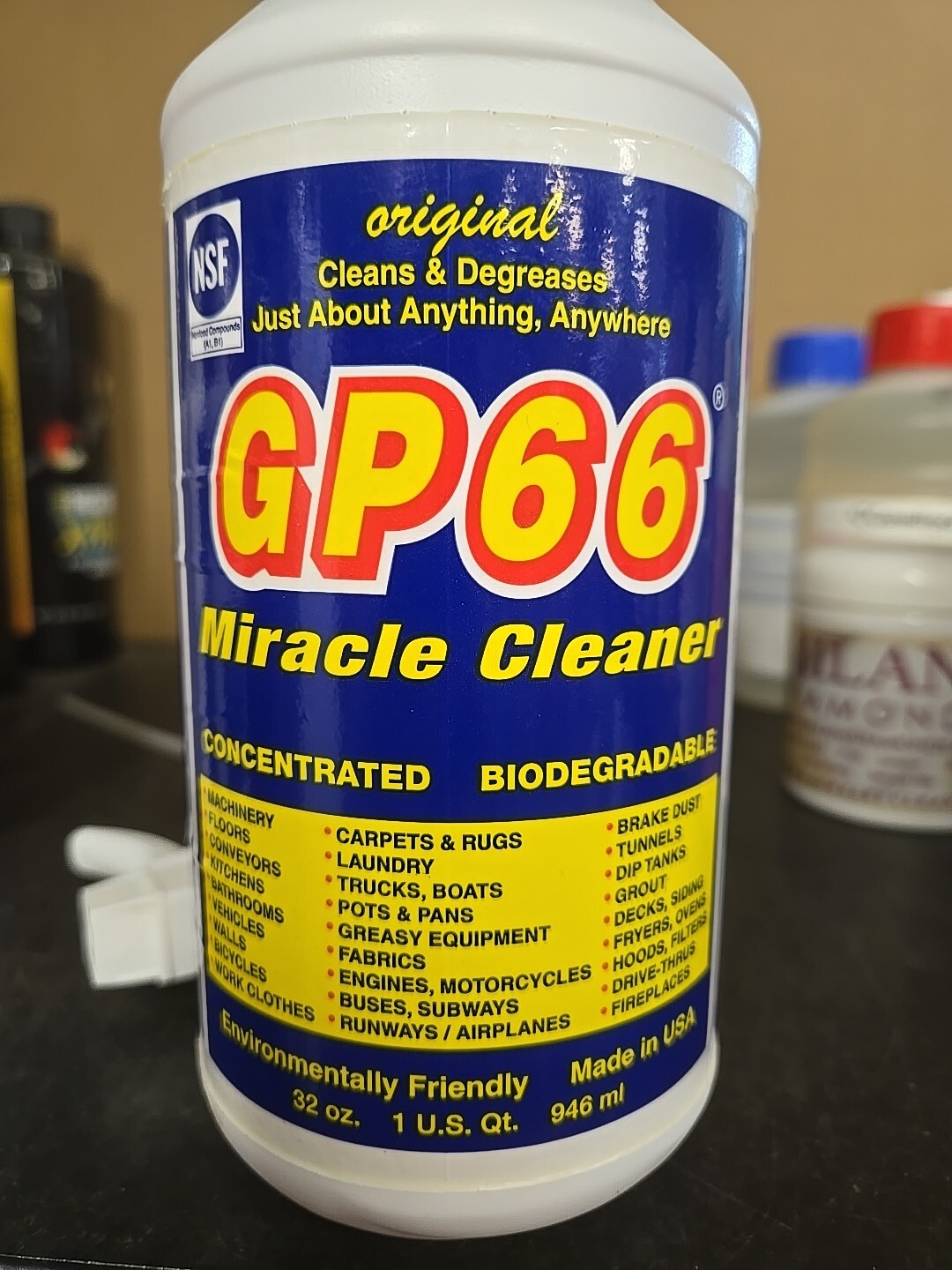 GP66 Green Miracle Cleaner and Degreaser 32FL OZ Bottle With Sprayer- LOT OF 3