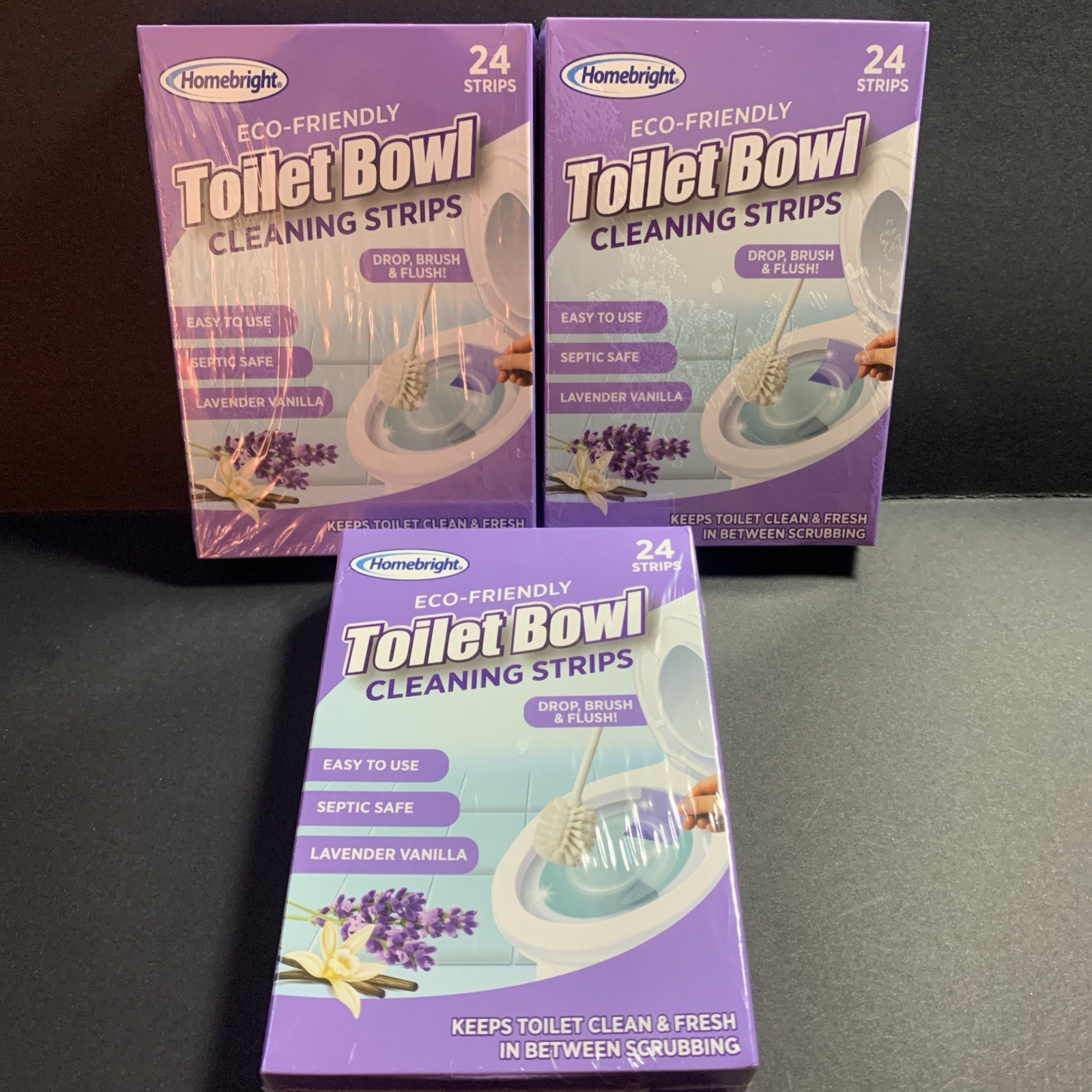 3 x HomeBright Eco-friendly Lavendar Toilet Bowl Cleaning Strips 24 per box