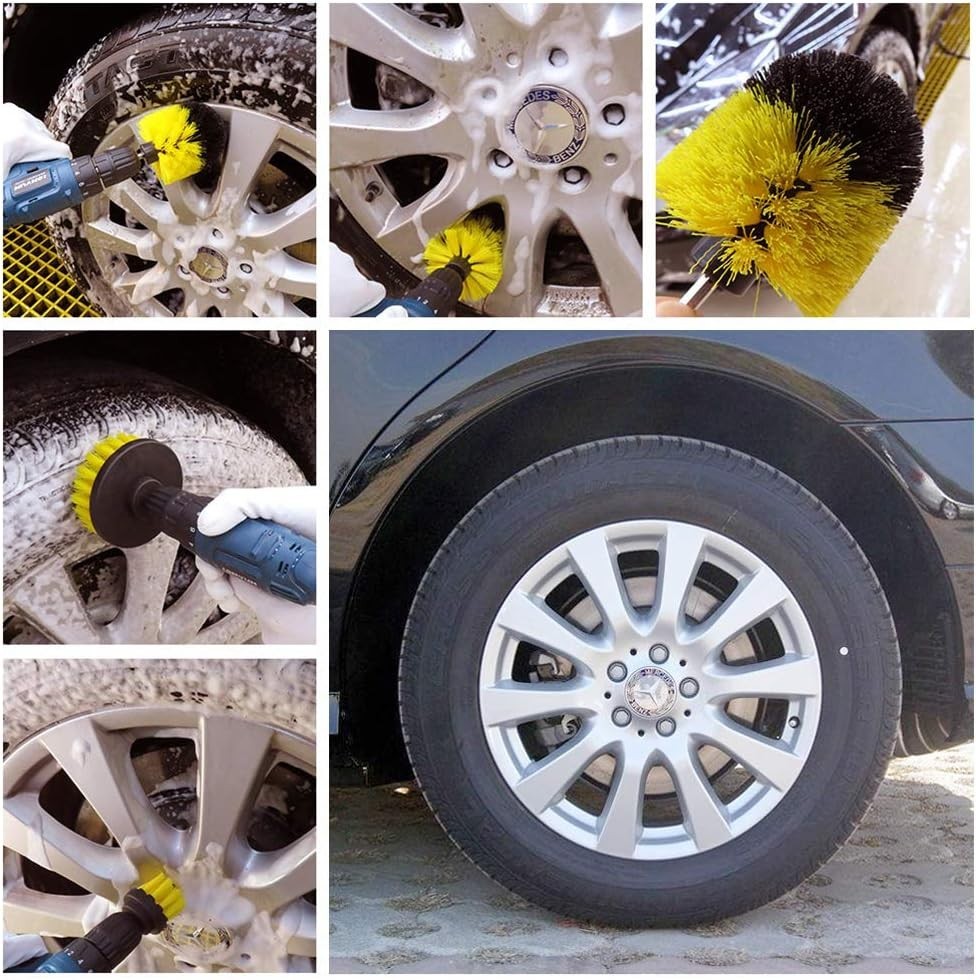 3 Pack] Auto Detailing Drill Brush Set, Wheel Cleaner Brush, Car Cleaner Wash…