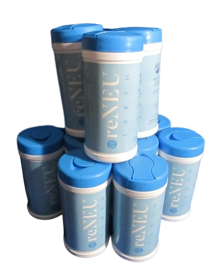 reNeu Earth Alcohol Single Daily Use 72 Wet Wipes 15.5 oz 75% Alcohol 14 x 17cm