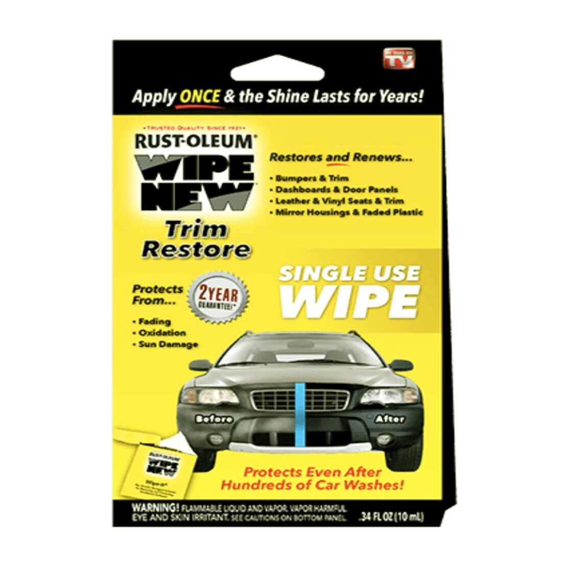 Wipe New Trim Restorer Wipe-On Cloth Applicator, 0.34 fl. oz.
