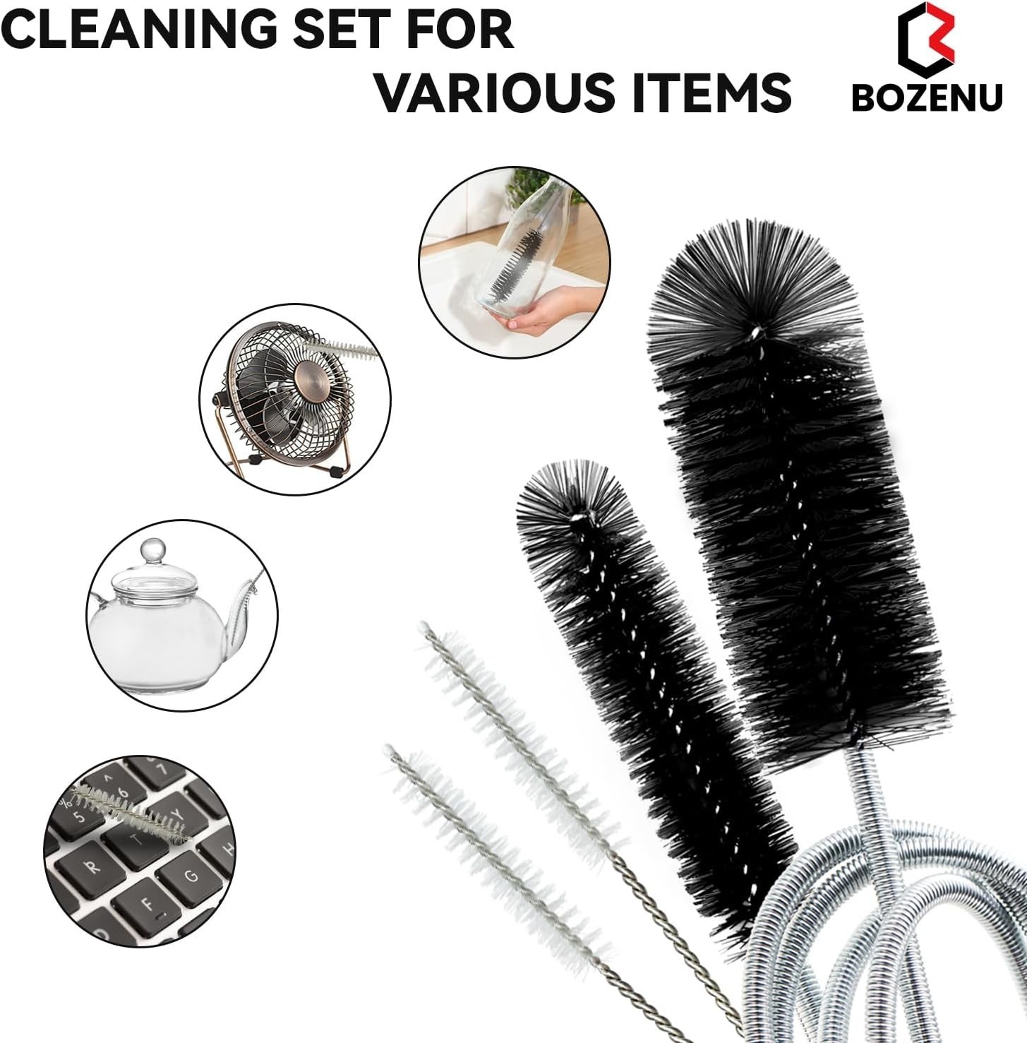 2 Pack Flexible Drain Brush 66 Inch Long Double Ended Hose Pipe Cleaners Black