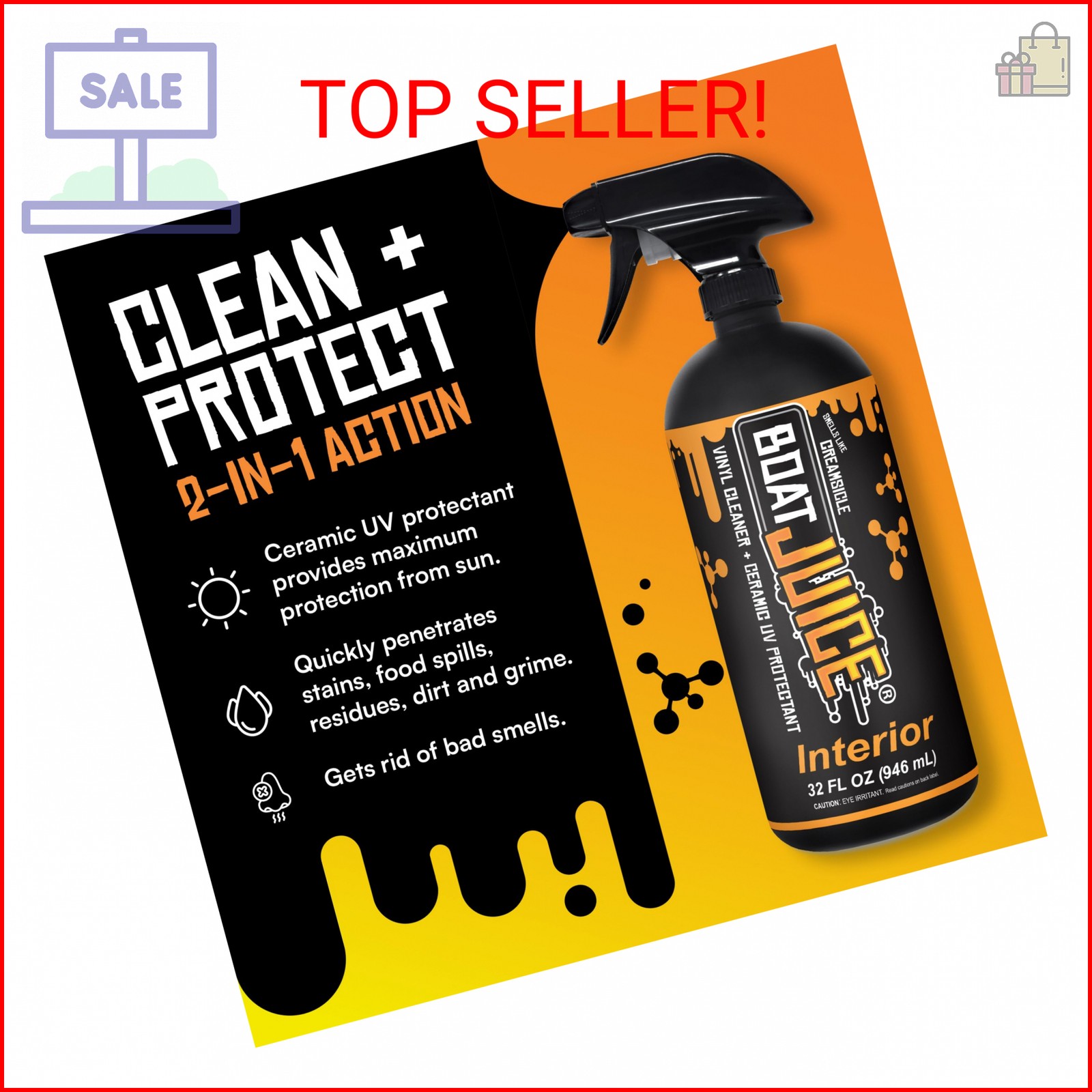 Boat Juice Interior 2-in-1 Vinyl Boat Seat Cleaner & Ceramic UV Protectant Spray