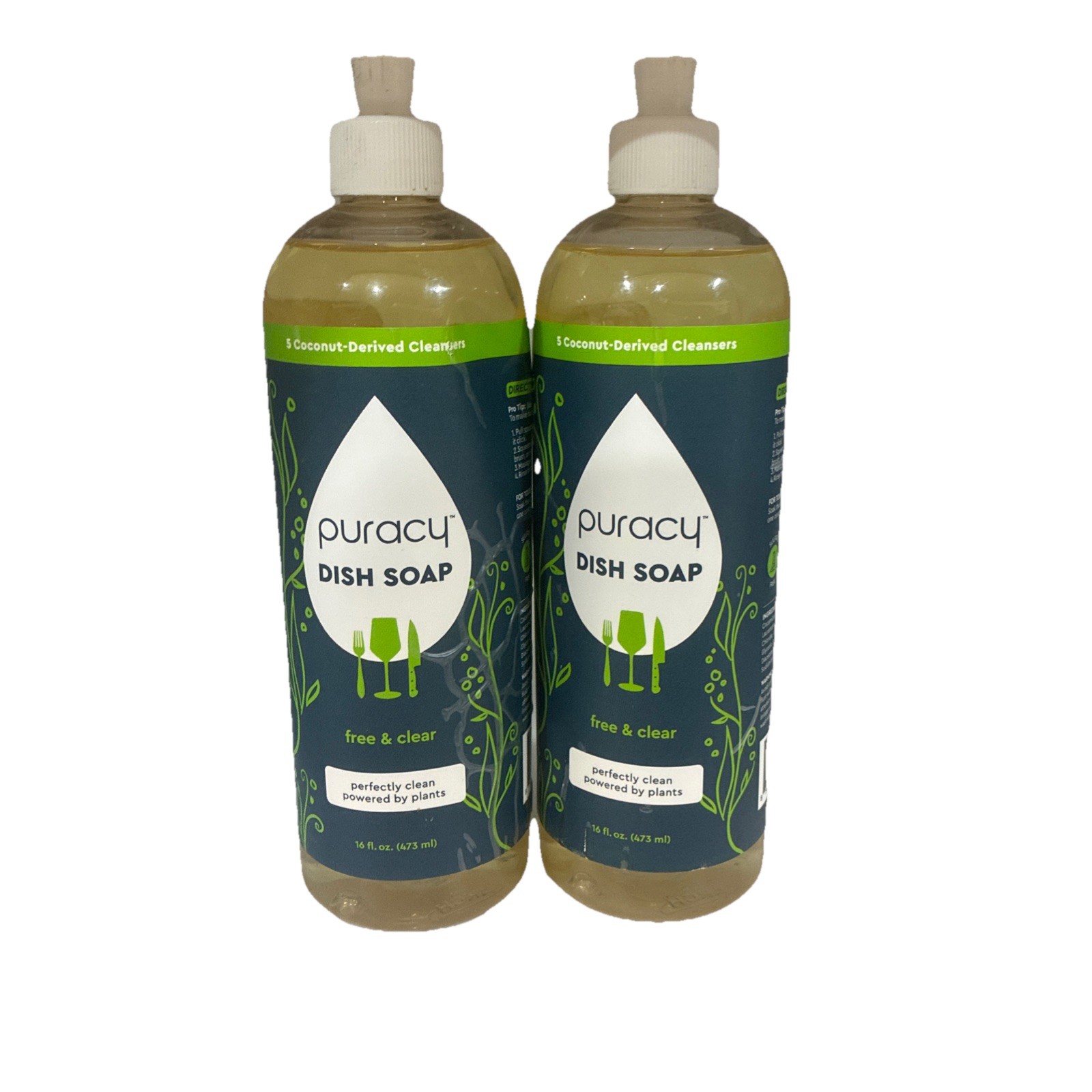 Puracy Natural Dish Soap, Skin-Softening Plant-Based Liquid 16 oz (2 PACK)