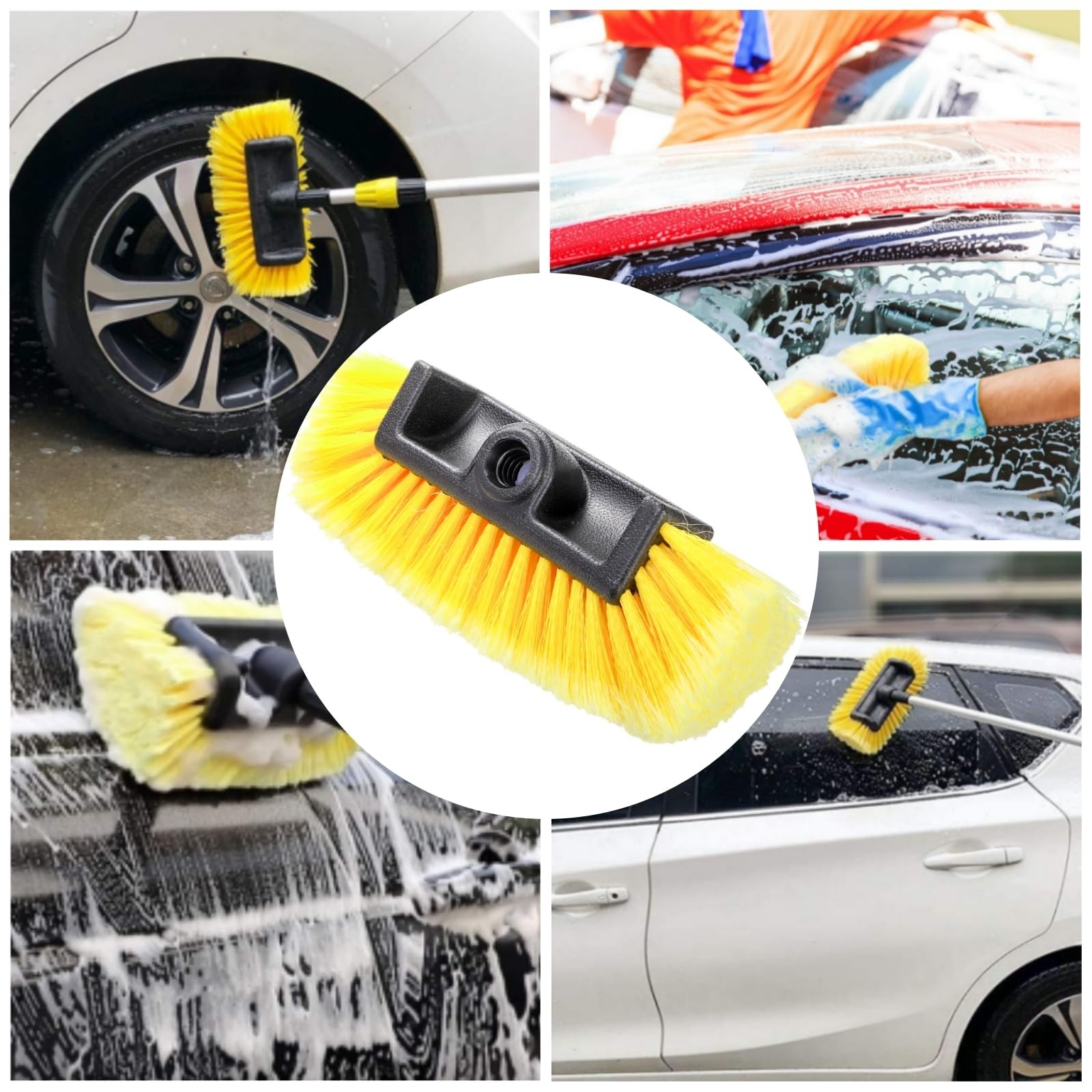 Nagpew 2 Pack Car Wash Brush Head, 10” Car Wash Scrubber with Soft Bristle, …
