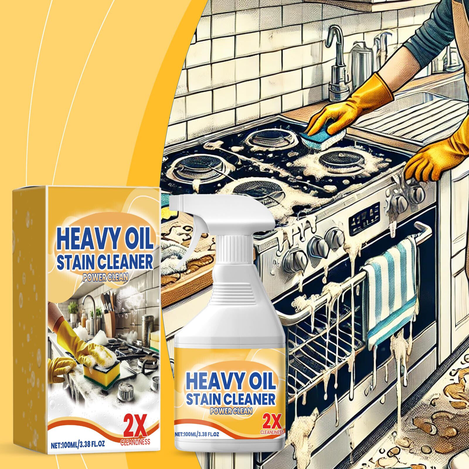 Kitchen Heavy Oil Cleaner, 2025 New All Purpose Kitchen Heavy Oil Cleaning NEW