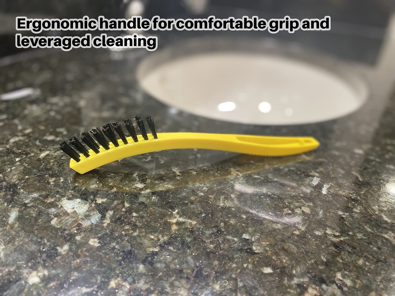 Commercial Tile Brush 8.5 Inch, Deep Cleaning Grout, Plastic Bristles, Yellow