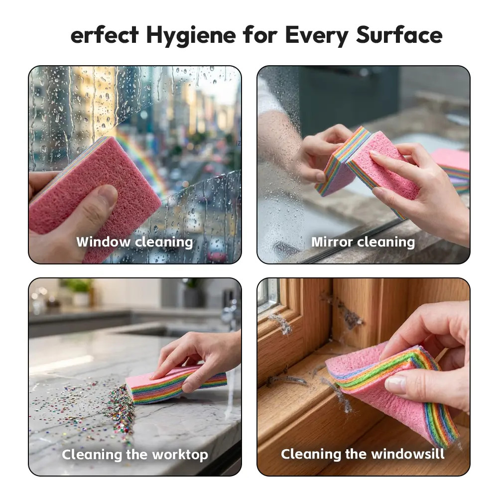 12-Layer Peelable Rainbow Cleaning Cloths – PVA & Microfiber, Non-Abrasive, Supe
