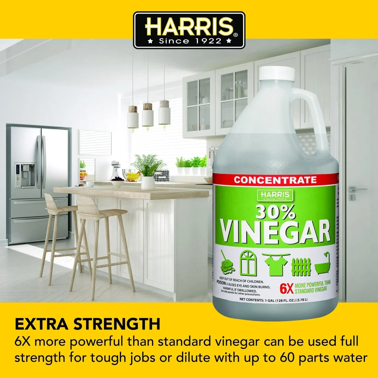 2 Pack Harris 30 Percent Vinegar Concentrated All Purpose Cleaner 1 Gallon Jug