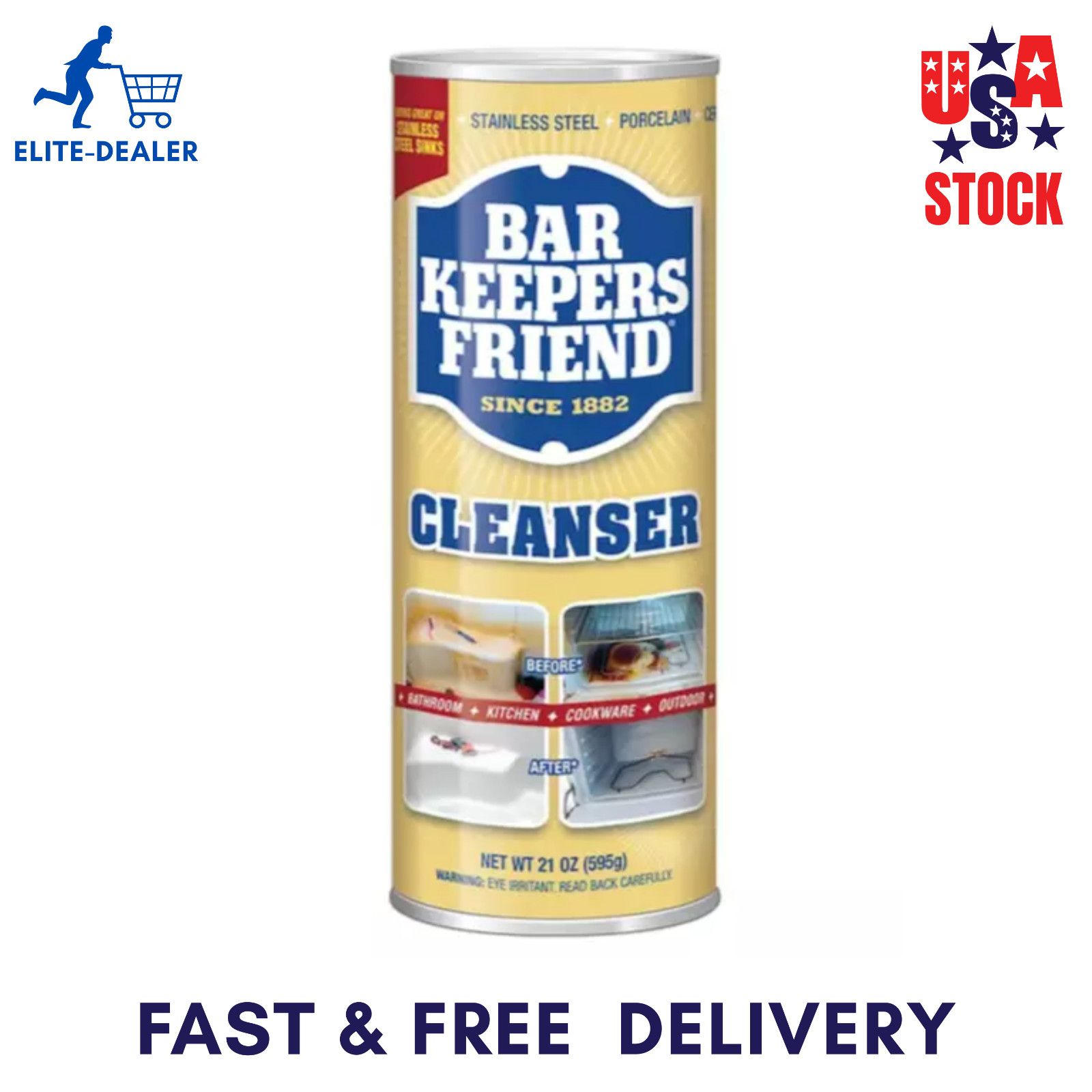 Bar Keepers Friend 21-oz Powder All-Purpose Cleaner Polish Cleanser Home Kitchen