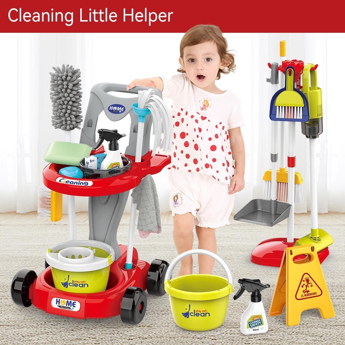 Kids Cleaning Toy Set, 29-Piece Detachable Educational Play Set for Toddlers